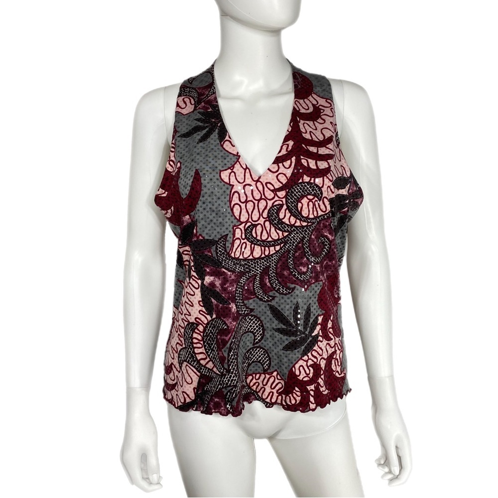 INC International Concepts Sleeveless Shimmer Fitted V-Neck Shell Blouse